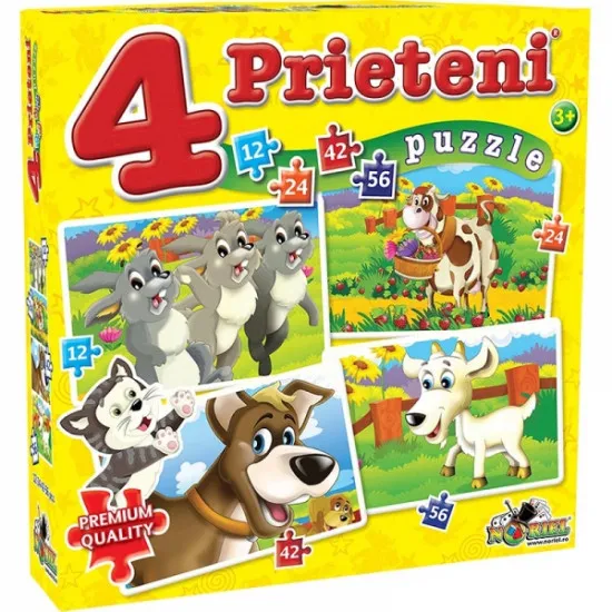 Noriel NOR4421 Setul conține 4 puzzle- Animale domestice.