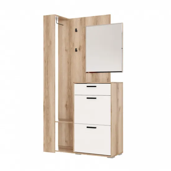 Вешалка с зеркалом SV - Мебель Прихожая №4 (110 см), Дуб Делано / Белый