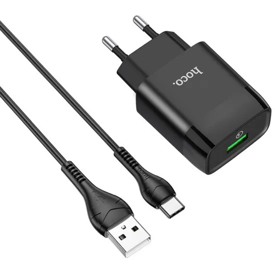 Încărcător Hoco C72Q Glorious 18 W, Black (USB Type-C)