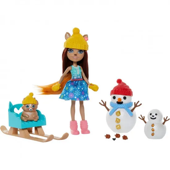 Enchantimals GNP16 Set de joaca Sharlotte Squirrel, figurina Peanut si accesorii, 15 cm