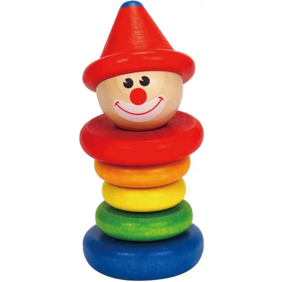 Hape E0010A  Деревянная игрушка-пирамидка клоун «Funny Clown» дисплей 6 шт
