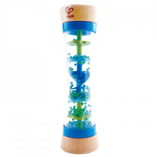 Hape E0328A Деревянная игрушка. Погремушка Капли дождя голубая