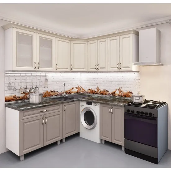 Bucatarie de colț Bafimob 1.8x1.8 m (MDF Pelicula), Alebastr/Concordia