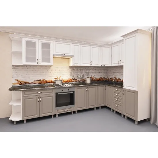 Кухня угловая Bafimob 3,4Х1,7 м (МДФ Пленка), Дуб полярный/Дуб Конкордия