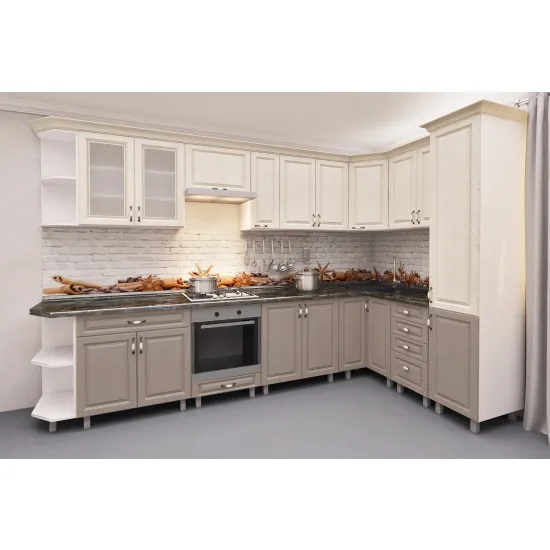 Bucatarie de colț Bafimob 3,4Х1,7 m (MDF Pelicula), Alebastr/Concordia