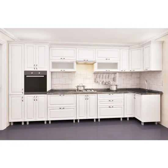 Bucatarie de colț Bafimob Eco 4,1х0,9 m (MDF Pelicula), Polar