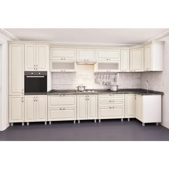 Bucatarie de colț Bafimob Eco 4,1х0,9 m (MDF Pelicula) sertare tandembox cu amortizare, Alebastr