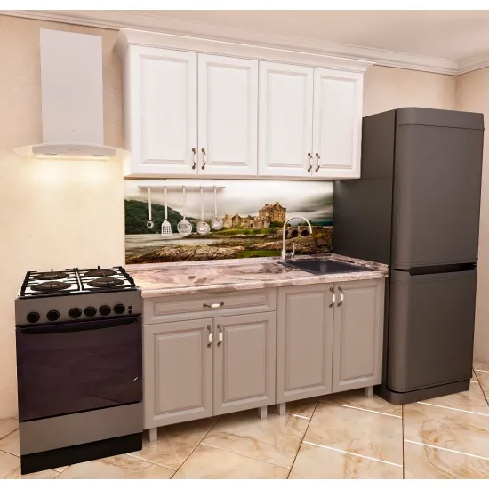 Кухня Bafimob Мини 1.6 м (МДФ Пленка), Дуб полярный/Дуб Конкордия