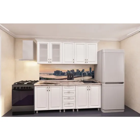 Bucatarie Bafimob Elena 2.0 m (MDF Pelicula) cu sticla, Polar