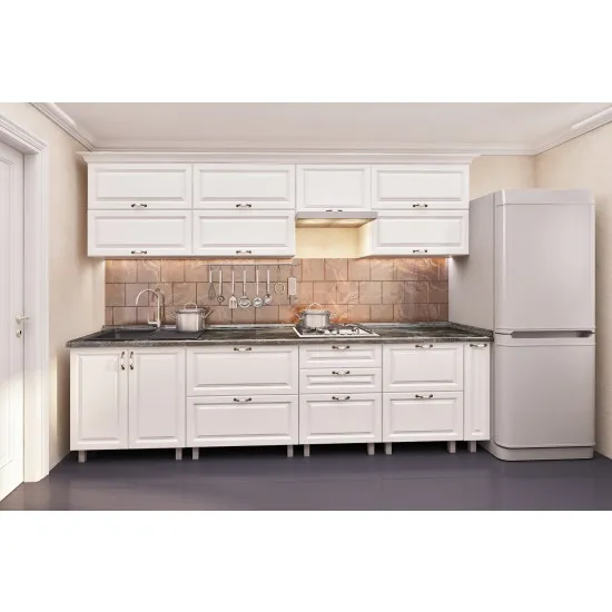 Bucatarie Bafimob Quadro 3.0 m (MDF Pelicula) sertare cu bile si amortizare, Polar