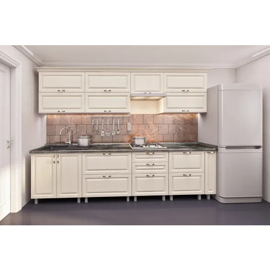 Кухня Bafimob Квадро 3.0 м (МДФ Пленка) Тандембокс довод, Алебастр