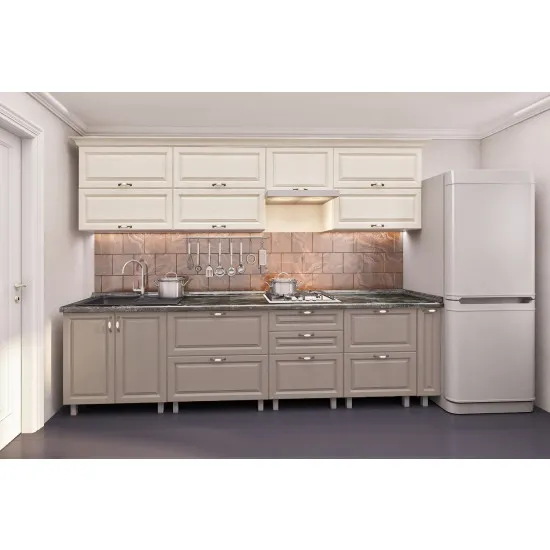 Кухня Bafimob Квадро 3.0 м (МДФ Пленка) Тандембокс довод, Алебастр /Дуб Конкордия