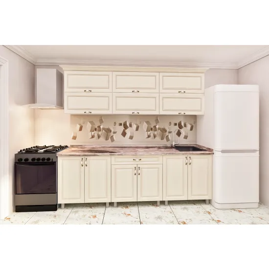 Bucatarie Bafimob Modern 1.8 m (MDF Pelicula) fără sticlă, Alebastr