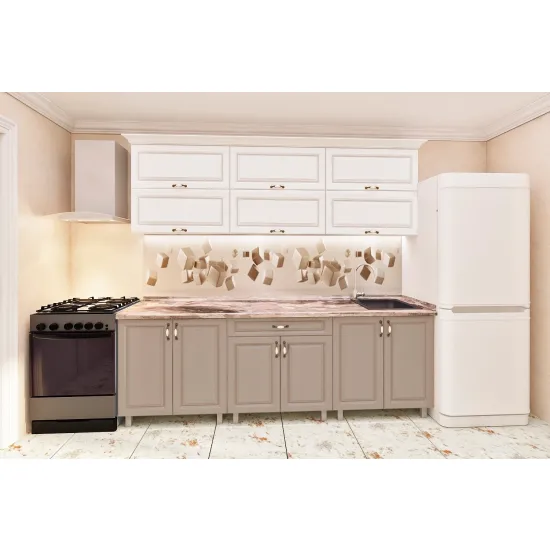 Bucatarie Bafimob Modern 2.4 m (MDF Pelicula) fără sticlă, Polar/Concordia