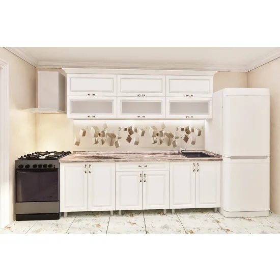 Bucatarie Bafimob Modern 2.2 m (MDF Pelicula) cu sticla, Polar