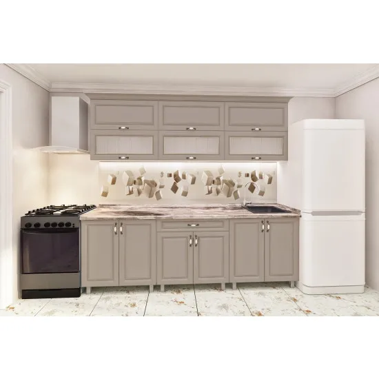 Bucatarie Bafimob Modern 2.4 m (MDF Pelicula) cu sticla, Concordia