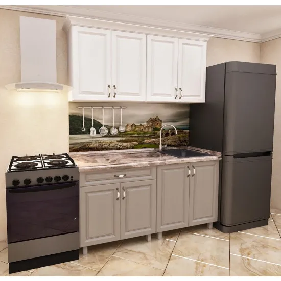 Bucatarie Bafimob Mini 1.4 m (MDF Pelicula), Polar/Concordia