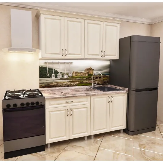 Bucatarie Bafimob Mini 1.2 m (MDF Pelicula), Alebastr