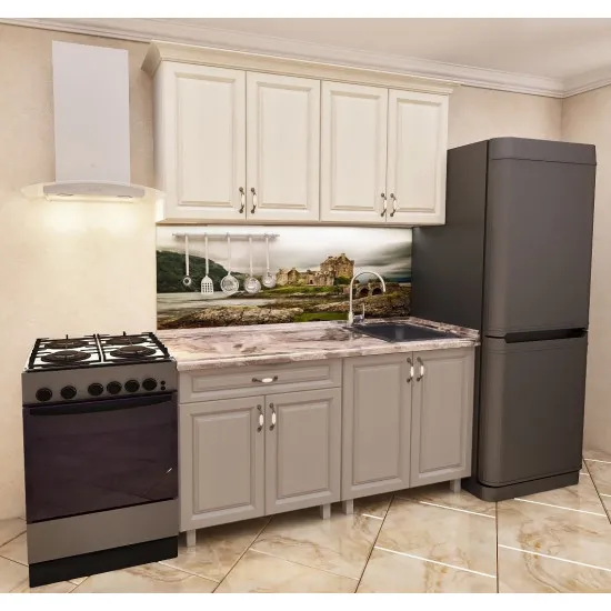 Bucatarie Bafimob Mini 1.2 m (MDF Pelicula), Alebastr/Concordia