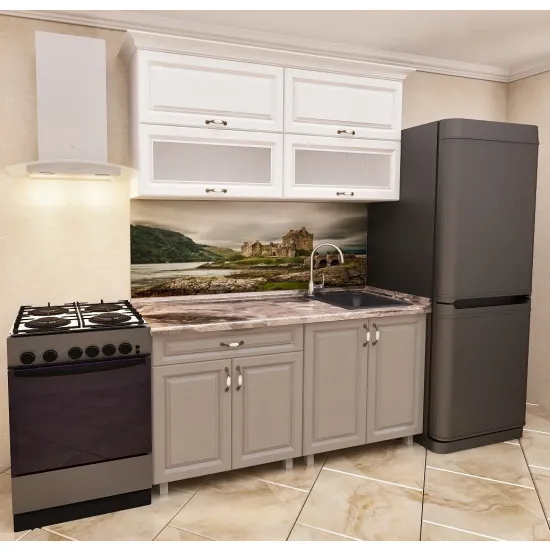 Кухня Bafimob Мини Модерн 1.2 м (МДФ Пленка), Дуб полярный/Дуб Конкордия