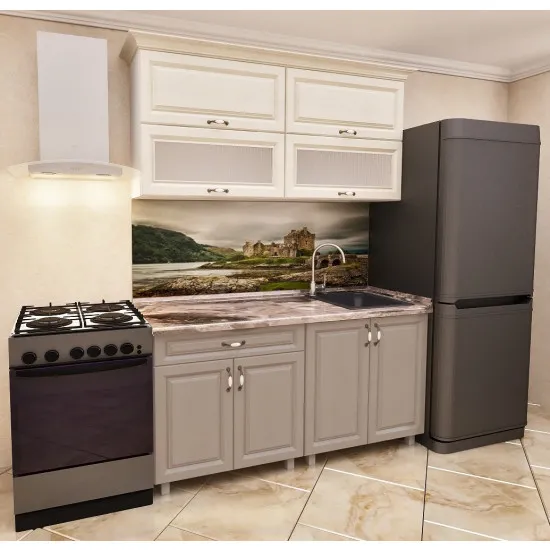 Кухня Bafimob Мини Модерн 1.2 м (МДФ Пленка), Алебастр /Дуб Конкордия