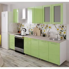 Bucatarie BS Elena 1.6 m (MDF High Gloss), Verde deschis