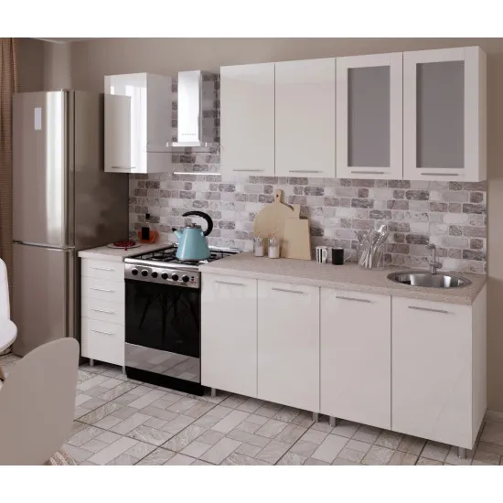 Bucatarie Bafimob Elena 1.6 m (MDF High Gloss), Bej