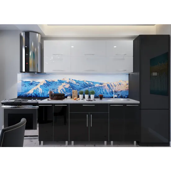 Bucatarie Bafimob Modern 1.8 m (MDF High Gloss) (fara sticla), Alb/Negru