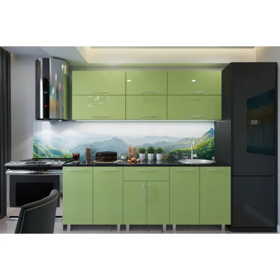Bucatarie Bafimob Modern 1.8 m (MDF High Gloss) (fara sticla), Verde deschis