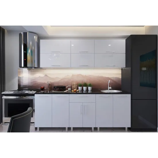 Bucatarie Bafimob Modern 2.0 m (MDF High Gloss) (fara sticla), Alb