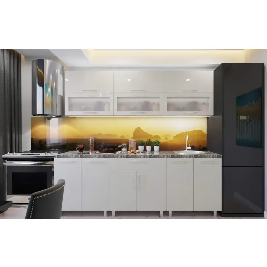 Bucatarie Bafimob Modern 1.8 m (MDF High Gloss) (sticla), Bej