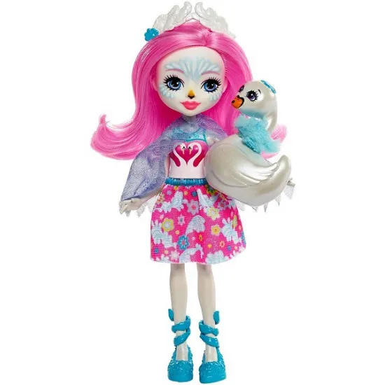 Mattel Enchantimals FRH38 Кукла Enchantimals с питомцем - Лебедь Саффи, 15 см