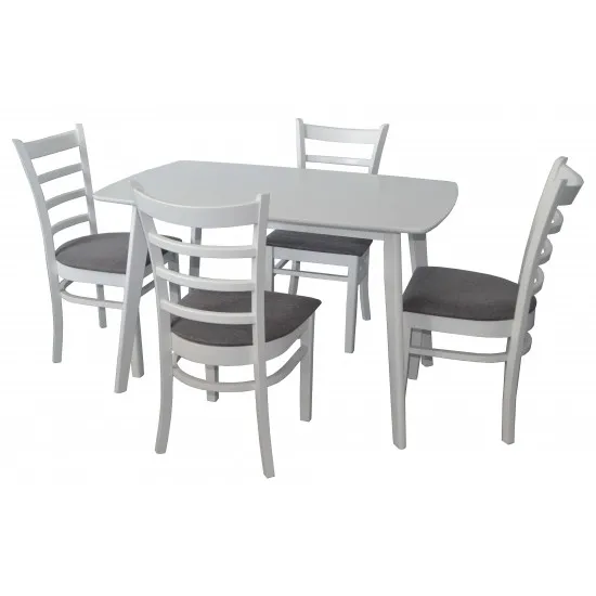 Set de mobilă Eva Masa COOPER White + 4 scaune COCO (White, NV-10WPGrey)