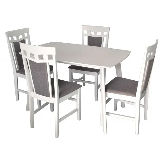 Set de mobilă Eva Masa COOPER White + 4 scaune DEPPA R (White, NV-10WP Grey)