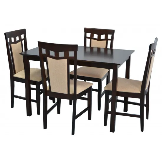 Set de mobilă Eva Masa GLORIA Chocolate + 4 scaune DEPPA R (Chocolate, F-787 Beige)