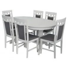 Набор мебели Eva Стол HV-33V White + 6 стульев DEPPA R (White, NV-10WP Grey)