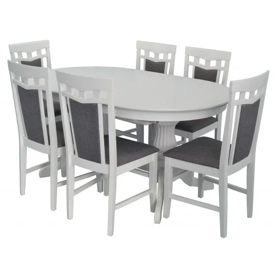Набор мебели Eva Стол HV-33V White + 6 стульев DEPPA R (White, NV-10WP Grey)