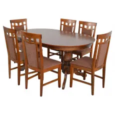 Set de mobilă Eva Masa HV 33 V Burnish + 6 scaune DEPPA R (Burnish, F-789 Brown)