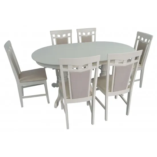 Set de mobilă Eva Masa HV-33V Cream Light + 6 scaune DEPPA R (Cream Light, NV-1WP)