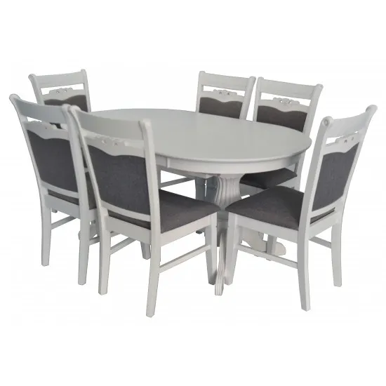 Set de mobilÄ? Eva Masa HV-33V White + 6 scaune HV-3167 (White, NV-10WP Grey)