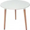 Стол обеденный Eva DT-404-1WO, белый мат/дерево