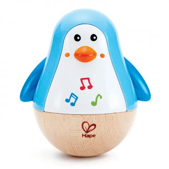 Hape E0331A Jucărie muzicala din lemn Hopa Pinguin WOBBLER