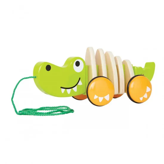 Hape E0348A Jucărie de tras (din lemn) "Crocodil" WALK-A-LONG CROCODILE/FSC