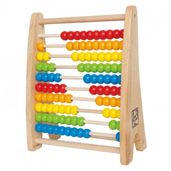 Hape E0412A Jucarii educativa din lemn - Curcubeu - abac cu bile colorate, RAINBOW BEAD ABACUS