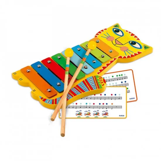 Djeco DJ06002 Instrument muzical "Metalofon pisicuta". Metallophone