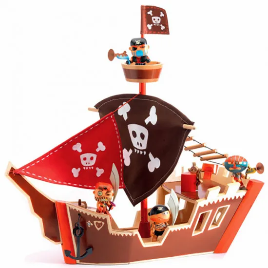 Djeco DJ06830 Деревянная игрушка "Пиратский корабль". Ze Pirat Boat
