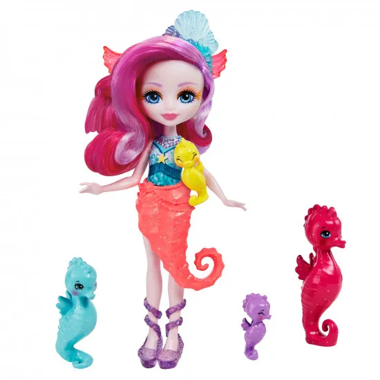 Enchantimals HCF73 Set de joaca cu papusa Familia de cÄ?luÈ?i de mare, 15 cm