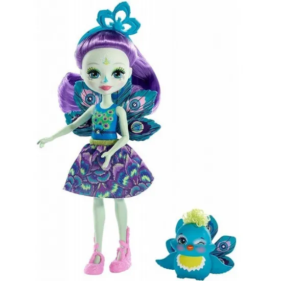 Mattel Enchantimals FXM74 Кукла с питомцем Пэттер Павлина new,15 см