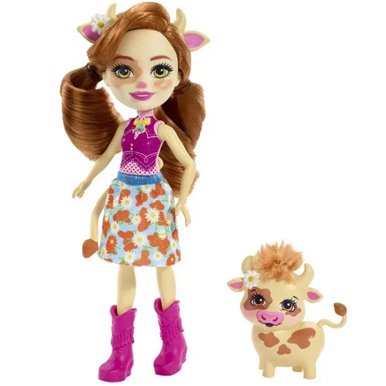 Mattel Enchantimals FXM77 Papusa figurina de joacă Cailey Cow si figurina Curdle new, 15 cm