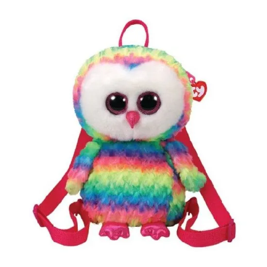 TY TY95003 Jucarie de plus Bufnita Multicolora Owen , 25 cm (rucsac)